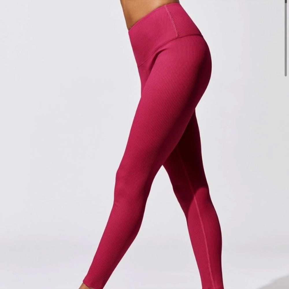Carbon38 Ribbed Regular Rise 7/8 Legging- Berry Pink- Size XS